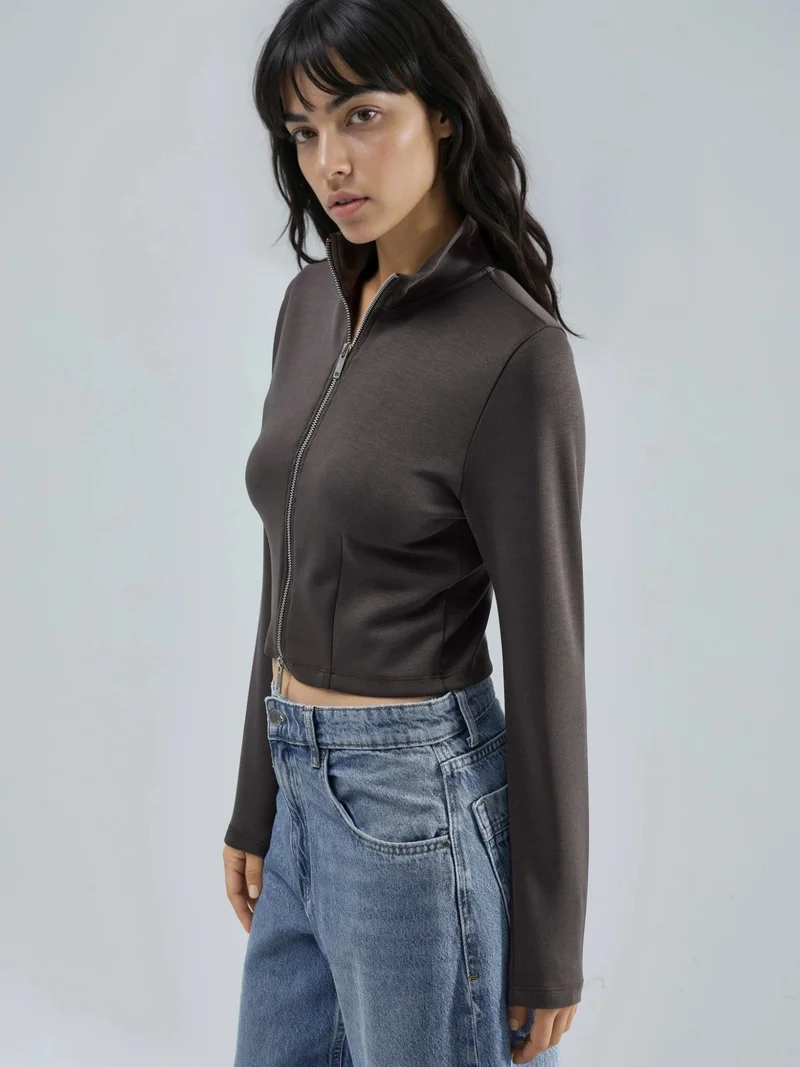 Busem BUSEM Fitted Knitted Jacket with Zipper Closure